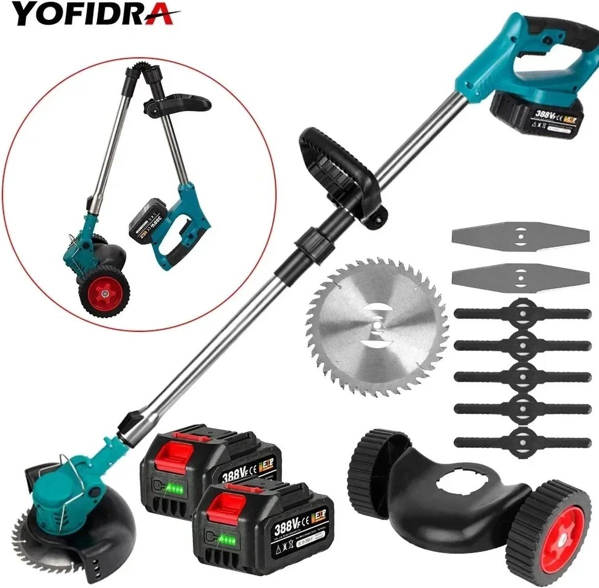 Yofidra Grastrimmer - Accu  Kantjesmaaier  - 2 Accu's