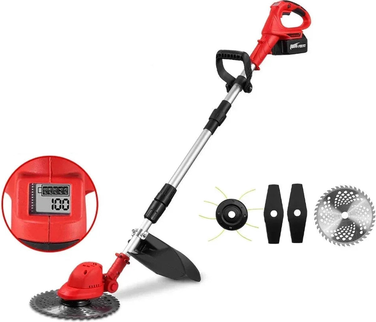 ONEVAN Kantenmaaier -Accu Grastrimmer - Bosmaaier - Incl. 2 accu's 18v en lader en toebehoren