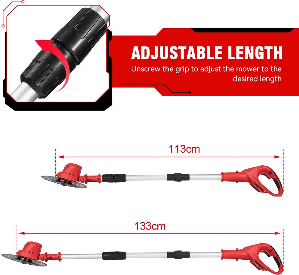ONEVAN Kantenmaaier -Accu Grastrimmer - Bosmaaier - Incl. 2 accu's 18v en lader en toebehoren
