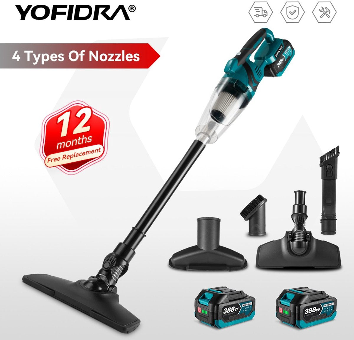 Yofidra -Kruimeldief -Stofzuiger- Auto -Camper- Draadloos handstofzuiger 18v accu.