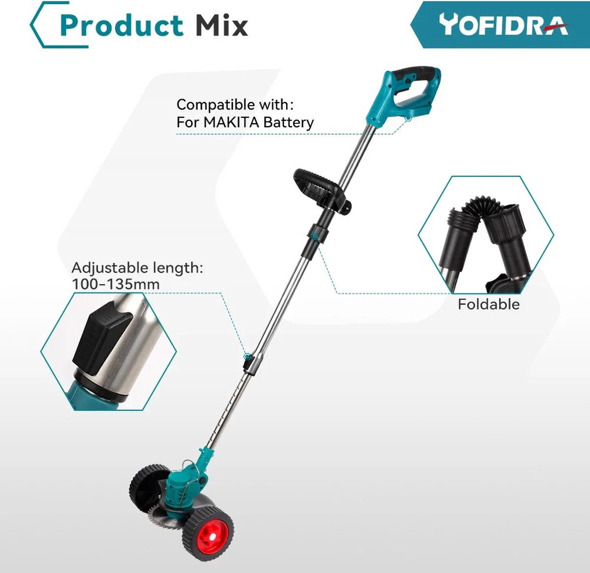 Yofidra Grastrimmer - Accu  Kantjesmaaier  - 2 Accu's