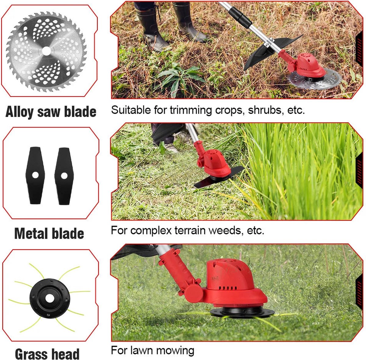 ONEVAN Kantenmaaier -Accu Grastrimmer - Bosmaaier - Incl. 2 accu's 18v en lader en toebehoren